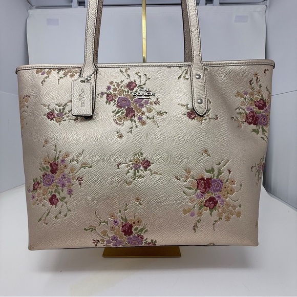 Coach Floral Metallic Tote Bag – Gold Leather Style No. N3S- F38829 - Picture 2 of 15